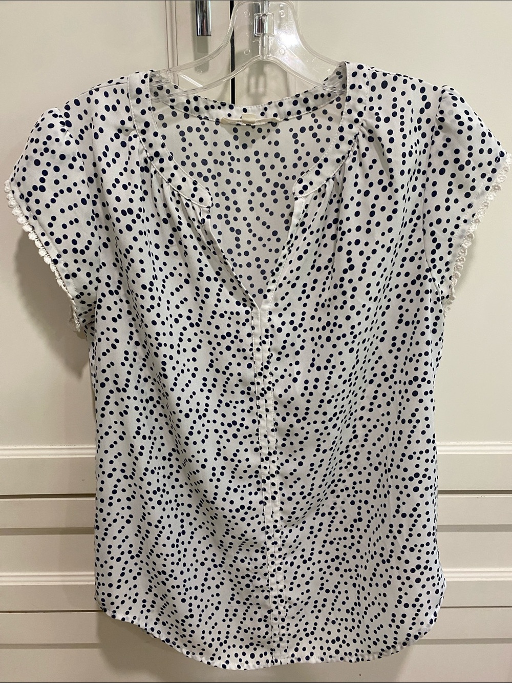 fun 2 fun White Blouse with Navy Polka Dots